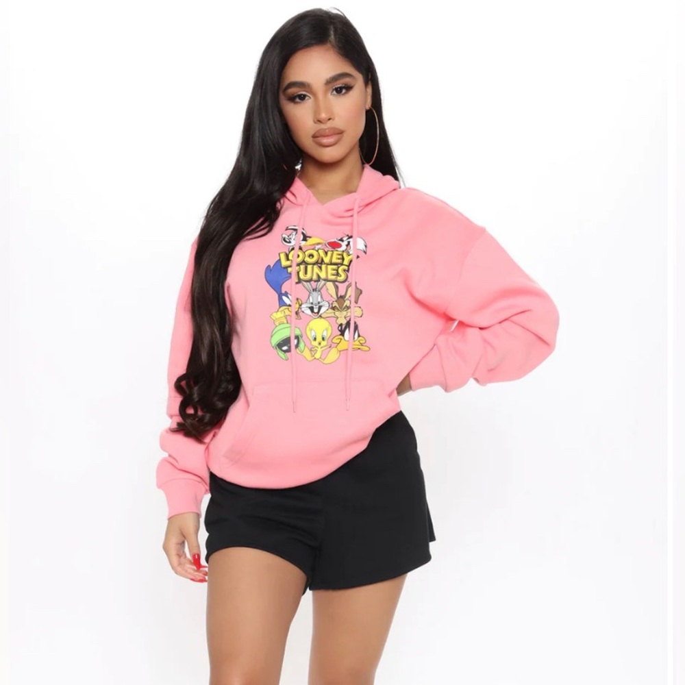 Looney Tunes Pink Graphic Hooded Sweatshirt